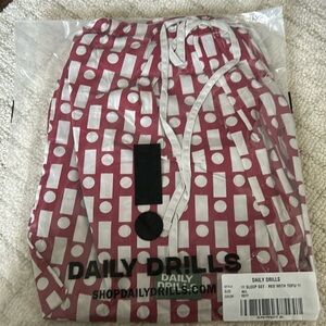NWT Daily Drills Sleep Set Pajamas Red and Cream